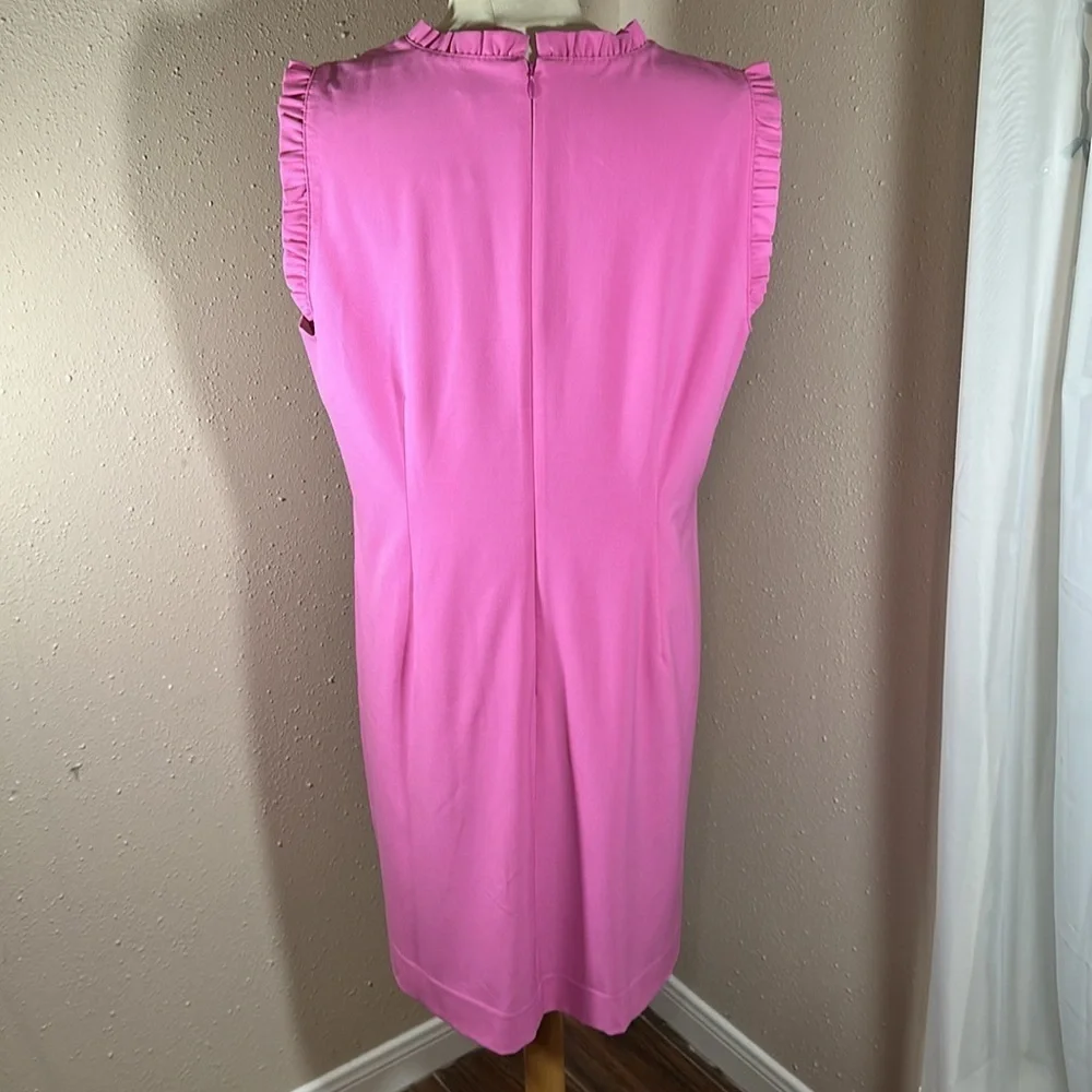 J. Crew Ruffleneck Suiting Bubblegum Pink Dress Women’s size 16 NEW - Picture 3 of 16